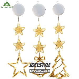 [Jocestyle Mall] Christmas Indoor Star Window Light Warm White 3 Pack Window Decoration Light Battery Operated with Suction Cup for Christmas Home Shop Party Gifts
