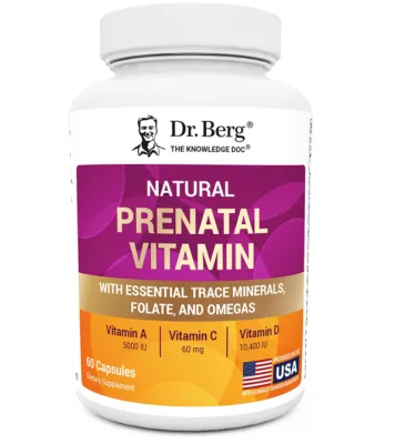 Dr. Berg Natural Prenatal Vitamins with Minerals Omegas & Superfood Extract - Prenatal Supplement 60ct