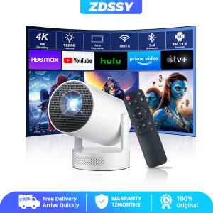 ZDSSY HY300 Ultra Mini Projector 4K Support Portable Projector with WiFi 6 and Bluetooth 5.4 Smart Proyector 5w Soundbase Speaker 180 Rotation for Home Projector