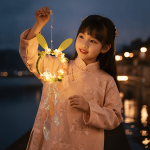 YOUYO Material Package Butterfly Lanterns LED Warmglow Organza Ribbon Glowing Nightlight DIY Lantern Kit Battery Powered Hanging Festival Light Moon Festival