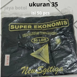 Kantong Plastik Kresek New Segitiga Hitam Ekonomis Ukuran 28 dan 35  isi 50 lembar