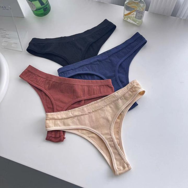 4 Piece Women Thongs Underwear Sexy Panty Female Seamless T-Back