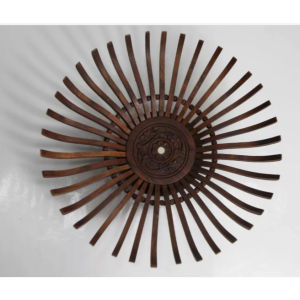 Vintage Wood Sunburst Trivet | Handmade Ethnic Home Fruit Bowl | Dark Brown  | H10 x L30 x P30