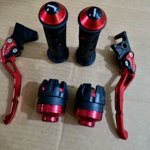 handle rem stelan ninja 150 R RR jarum sisik cnc + jalu as roda naga cnc + jalu stang domino + handgrip grip domino sisik paket