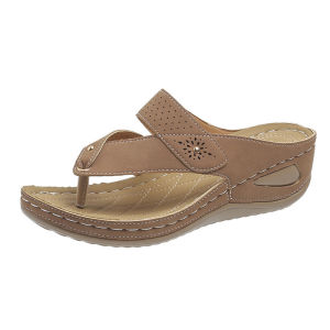 [Free Shipping] Plus-size womens summer new fashion wedge flip-flops for outdoor beach wear