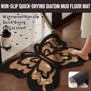 Special-Shaped Butterfly Anti Slip Japanese Non Slip Rubber Super Absorbent Shower Mat Bathroom Kitchen Dining Table And Bedroom Soft Floor Mats