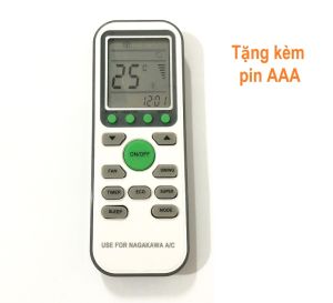 Remote Dùng Cho Máy Lạnh Nagakawa Điều Khiển Điều Hòa 2 Chiều Nút Xanh Kèm Pin AAA