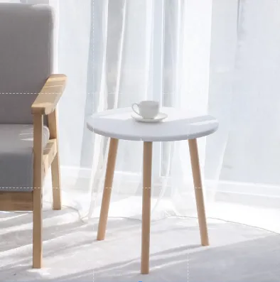 Coffee Table Round Tea Table Bedside Table (White)