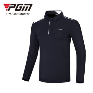 PGM ชุดกอล์ฟแฟชั่นมีปกรูดซิปดีไซน์แขนยาวบางนุ่มสบาย YF492อย่างชุดกีฬาคุณภาพสูงเสื้อโปโลสำหรับผู้ชาย