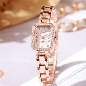 Korean-style fashionable womens watch rhinestone square watch niche and elegant bracelet watch casual student quartz watch
