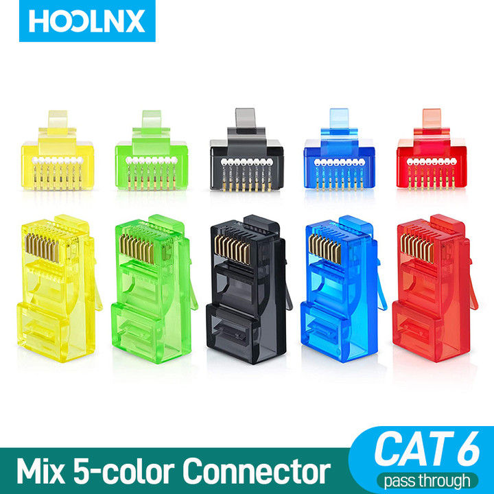HOOLNX RJ45ผ่านการเชื่อมต่อ,ที่มีสีสัน CAT6 EZ Modular เสียบสำหรับ ...