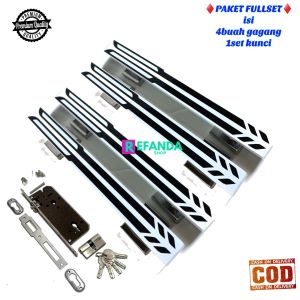 paket untuk 2 daun pintu model kupu tarung isi 4 buah gagang handle pintu dan 1 set lock body kunci pilihan panjang gagang 33cm 45cm dan 60cm bahan stainless
