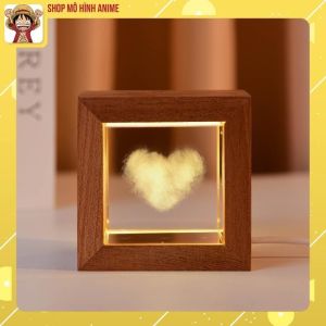 Đèn Ngủ Quả Cầu Pha Lê 3D Phát Sáng Quả Cầu Lập Phương Khung gỗ Tích Điện Thích Hợp Làm Đèn Ngủ Đèn Decor Quà Tặng