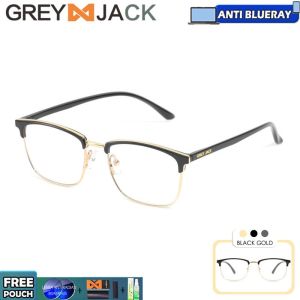 Grey Jack Kacamata Antiradiasi Blueray Komputer/Gadget/Laptop Design Kotak Elegant Metal+TR90 Terbaru Bisa Minus Antiradiasi/Blueray/Photocromic/Bluecromic 6327