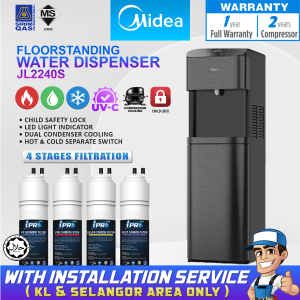 [FREE INSTALL] MIDEA Floorstanding Water Dispenser Hot Normal Cold JL-2240S - 4 Stages Filter Halal Certified