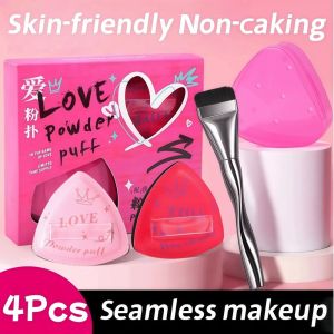 BESTITIT with Makeup Brush Makeup Sponge Set Quick Blending with Storage Box Makeup Cushion Puff Dry and Wet Dual Use Cushion Powder Puff Set For Sensitive Skin