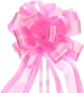 MECCANIXITY 10pcs 7 Inch Large Big Pull Bow Car Gift Wrapping Bows Ribbon for Wedding Car Baskets Presents Christmas Bow Pink/Blue