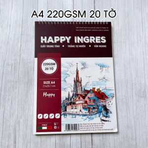 [Hỏa Tốc] Sổ Vẽ Mỹ Thuật HAPPY INGRES A3 / A4 - 220gsm - Sổ Vẽ Canson