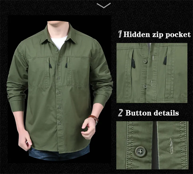 PLAYBOY Men's Tactical Long-sleeved Shirts Summer New Outdoor Multi-pocket  Quick-drying Military Cargo Shirt Hiking Fishing Work T-shirt
