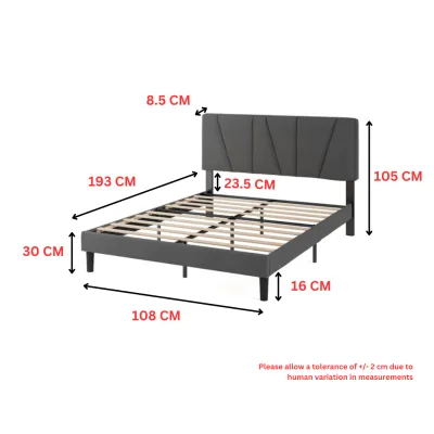 Zinus Katil Besi Maya Fabric Upholstered Platform Bedframe (5 Years Warranty) Maya