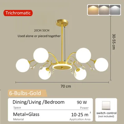 SOLO Chandelier For Living Room Tricolor Light Nordic LED Chandelier Minimalist Chandllier Pendant Light Led Ceiling Lamp Living Room Restaurant Light Ceiling Lights LED