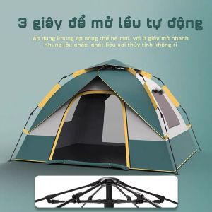 [Hàng Chuẩn - 2 Cửa - 2 Lớp] Lều Cắm Trại Tự Bung 3 - 4 Người Lều Dã Ngoại Cỡ Lớn Lều Phượt Du Lịch Tự Bung