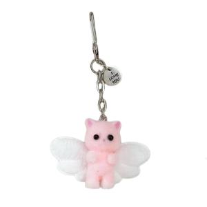 Adorable 3D Cat Flocking Phone Chain Unique 3D Cat Flocking Mobile Accessory Stylish Charm For A Touch Of Cuteness