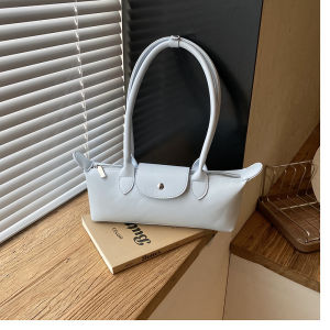 Blue baguette bag for women 2026 Young generation ins Stylish bag with a high-end niche design suitable for shoulder crossbody or hand carry