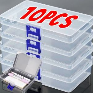 [NaJUAN]  10PCS Rectangle Lockable with Cover Storable Jewelry Hardware Small Items Beads Earring Multifunctional Plastic Case