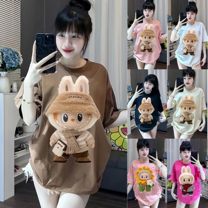 LABUBU Printed Women T-shirt Summer Loose Unisex Short Sleeved Top | Lazada