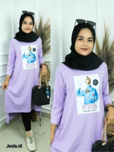 Midi Dress Kekinian No Drama Midi Kaos Katun Combed 24s Sablon S M L XL XXL 3XL Outfit Casual Viral