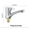 Vòi Lavabo 1 đường nước lạnh (vòi dấu hỏi ) cho bồn rửa mặt chất liệu đồng cao cấp mạ inox bóng cao 11cm mã VR062B1. 