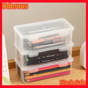 Oderous Cosmetic Makeup Boxes Transparent Pencil Case Foundation Blush Eyeshadow Brushes Holder Desktop Stationery Storage Organizer