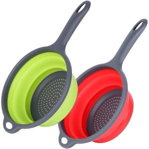 ZHUJI Space-Saving Kitchen Tools Washing with Handle Foldable Collapsible Strainer Drainer Draining Basket Colander Dish