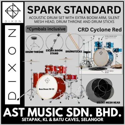 Dixon Spark Drum Set Complete Standard 5 Piece Drum Kit Bundle