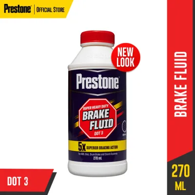 PRESTONE Super Heavy Duty Brake Fluid DOT3 270mL for CAR & MOTORCYCLE. High boiling point w/ 5X superior braking action