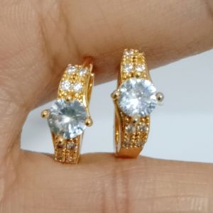 ANTING WANITA DEWASA CLIP PERMATA LAPIS EMAS ANTI LUNTUR