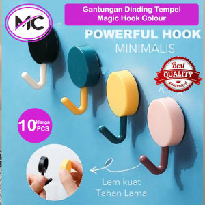 Gantungan Tempel Dinding Bulat Warna Macaron Tembok 10 pcs Gantungan Kunci Motor Mobil Aksesoris Tempelan Serbaguna Murah Tembok Serbaguna Unik Tas Multifungsi