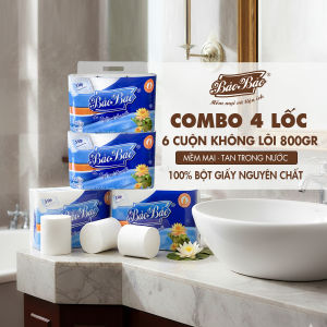 Giấy vệ sinh Bảo Bảo 800g - không lõi 6 cuộn xanh biển mềm mại dày mịn thấm hút tốt tan trong nước