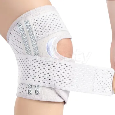Buzesty Knee Brace With 4 Side Stabilizers for Men Women Compression Knee Support Sleeve With Air Mesh Fabric Adjustable Knee Wrap for Sports RunningMeniscus Tear ACL Arthritis Relief