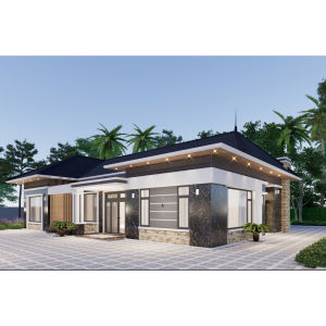 17x13m Bản Vẽ Thiết Kế Nhà Mái Nhật có tầng tum. In Giấy A3 ảnh 3D màu gồm Kiến Trúc Kết Cấu Điện Nước.