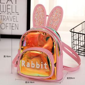 Cute Cartoon Rabbit Backpack Sequins Pu Leather Children School Bag Kindergarten Kids Travel Shoulder Bag