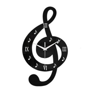 Music Themed Acrylic Clock With Quiet Mechanism Roman Numerals 3D Musical Note Shape Wall Clock For Living Room Bedroom