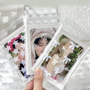 50Pcs Transparent Cards Storage Bag Card Packing Collection Card Bag Ribbon Bow Style OPP Self-adhesive Packaging Bag