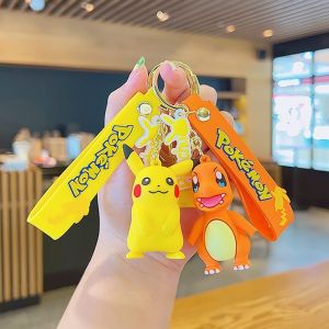 Pokemon Action Figure Pikachu Charmander Psyduck Squirtle Anime Pokemon Fashion Keychain Bag Keyring Pendant Birthday Gifts