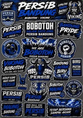 Sticker Pack Persib Bandung Bobotoh Viking Premium A4 | Vinyl Waterproof Full Color | Stiker Helm Motor Laptop Mobil