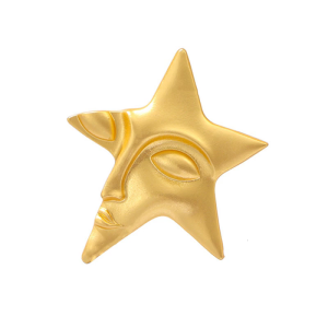 Cool Figure Face Mask Brooch Pins for Women Men Gold Plated Lapel Pin Five Pointed Star Suit Collar Dress Accessories