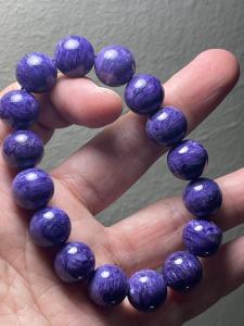 Natural Crystal Charoite Beads Bracelet 天然水晶 紫龙晶手串 10m+ /15mm+