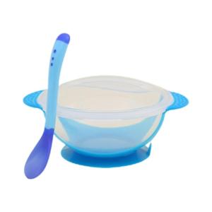 First Stage Baby Feeding Set Includes Suction Bowl and Temperature Sensing Spoon for Easy Feeding Tableware Set