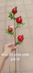 Cành lựu 4 quả khía cao cấp kèm lá cao 60cm-Quả giả